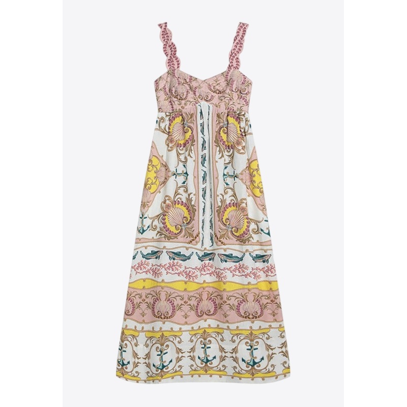 Nautical Print Midi Dress