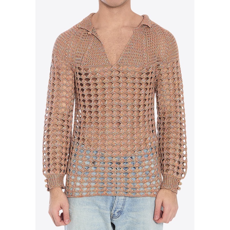 Perforated-Knit Sweater