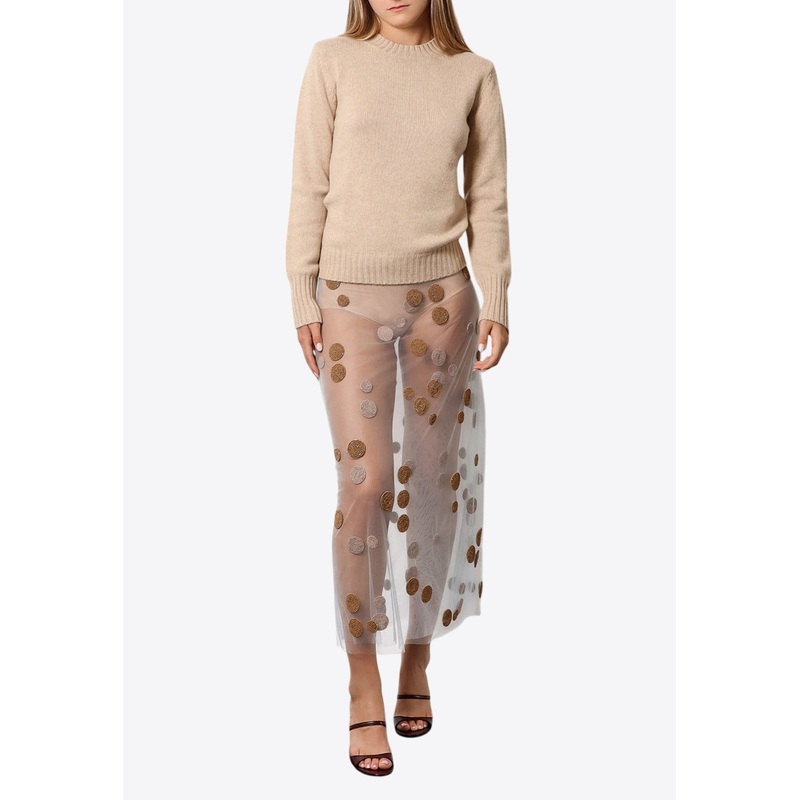 Polka-Dot Tulle Midi Skirt