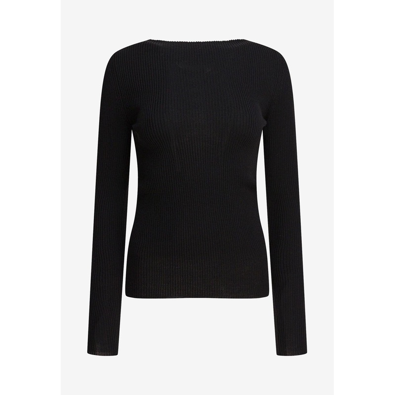 Ribbed Sweater with Cut-Out