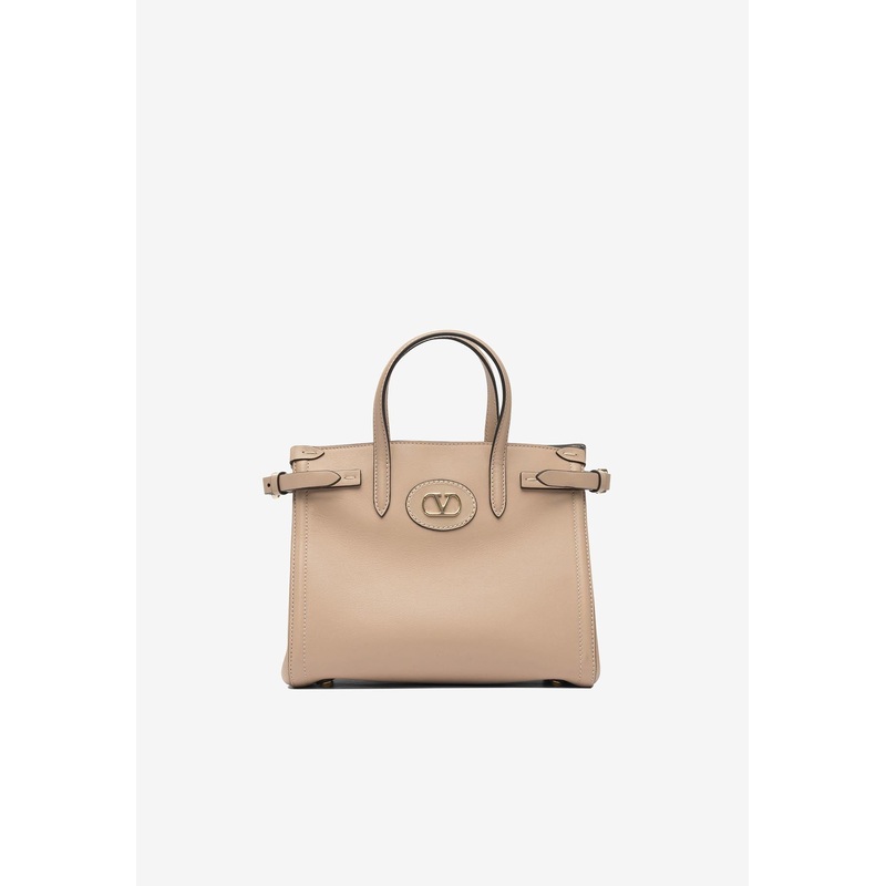 Signature VLogo Calfskin Tote Bag