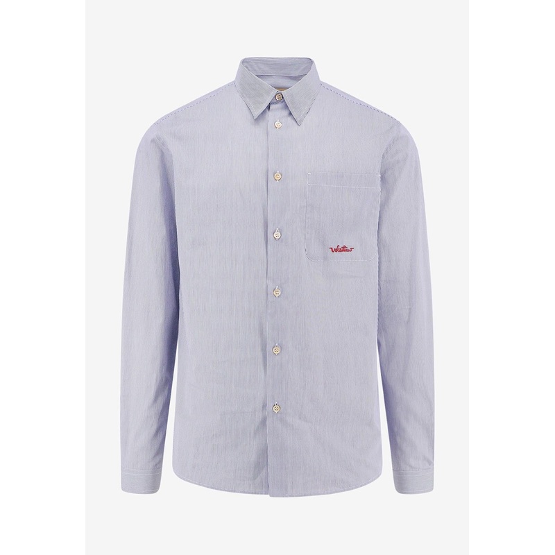 Stripe Shirt with Embroidered-Logo