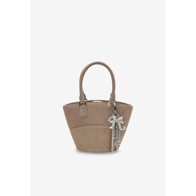 Suede Shoulder Bag with Charms