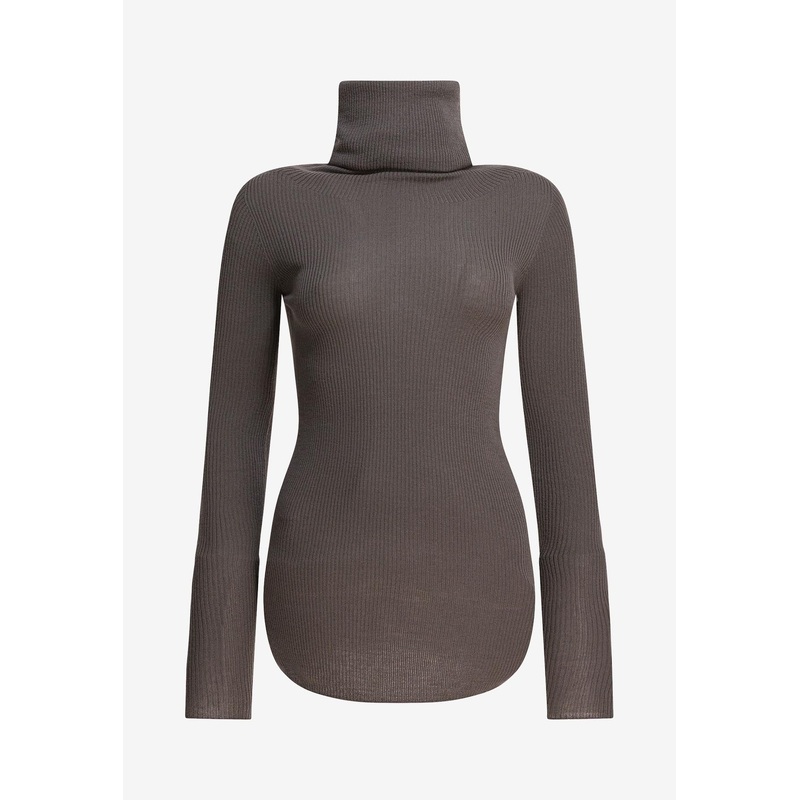 Turtleneck Wool Sheer Sweater