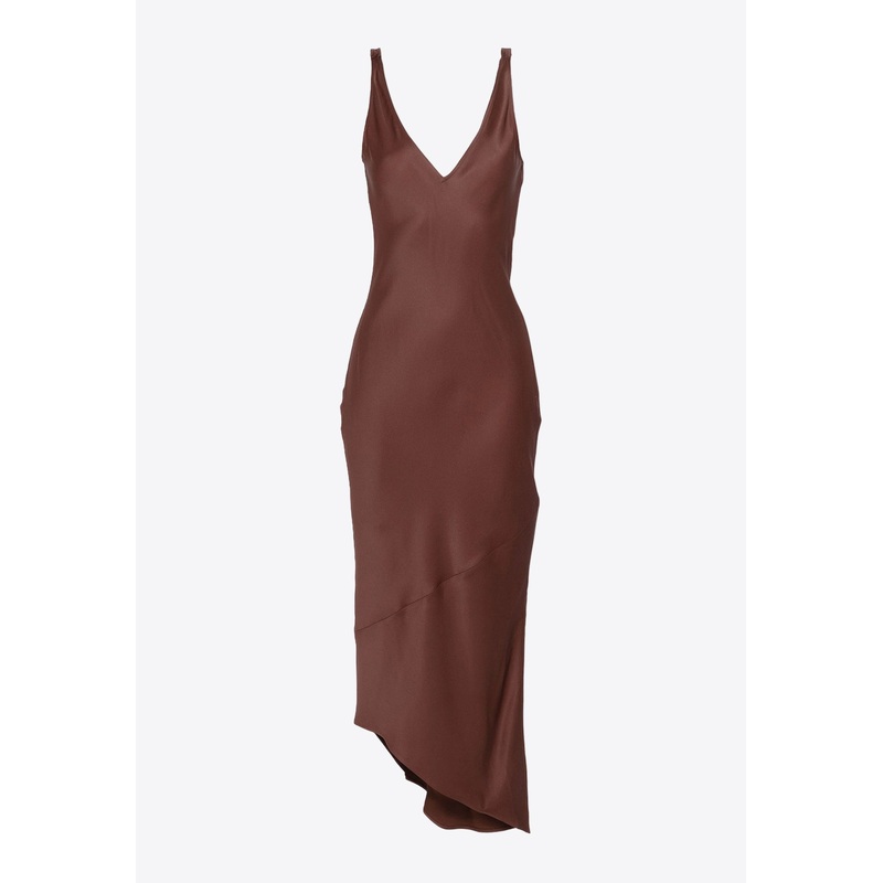 V-neck Satin Midi Dress