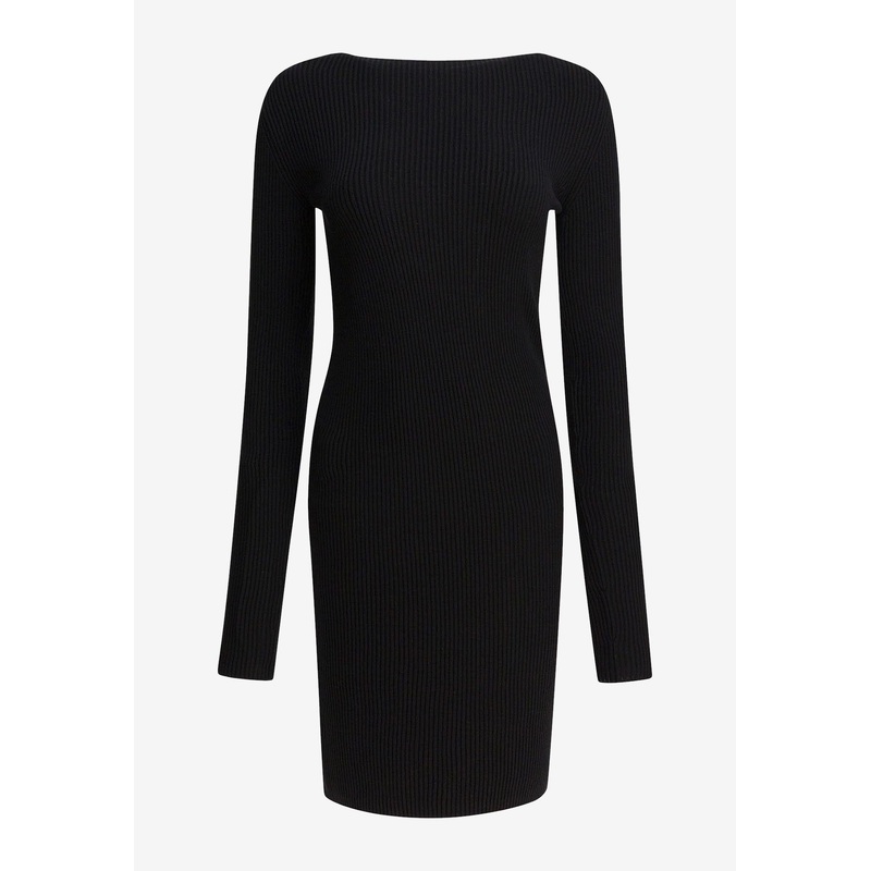 Wool Sheath Dress with Cut-Out