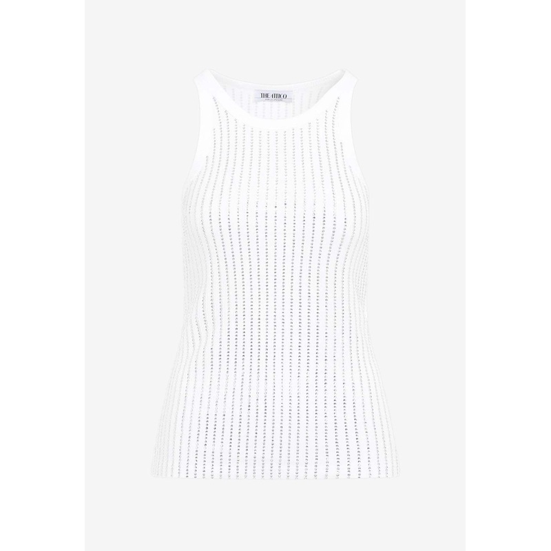 Crystal-Stripes Ribbed Tank Top