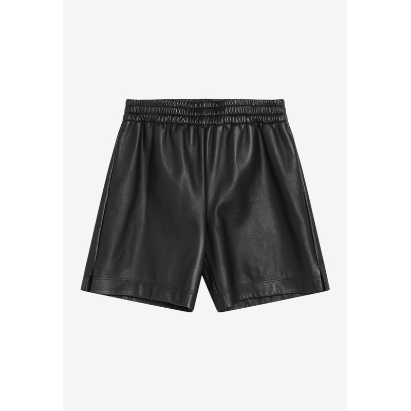 Embossed Logo Leather Bermuda Shorts