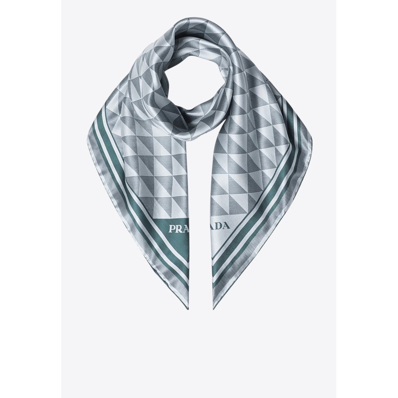 Geometric Print Silk Twill Scarf