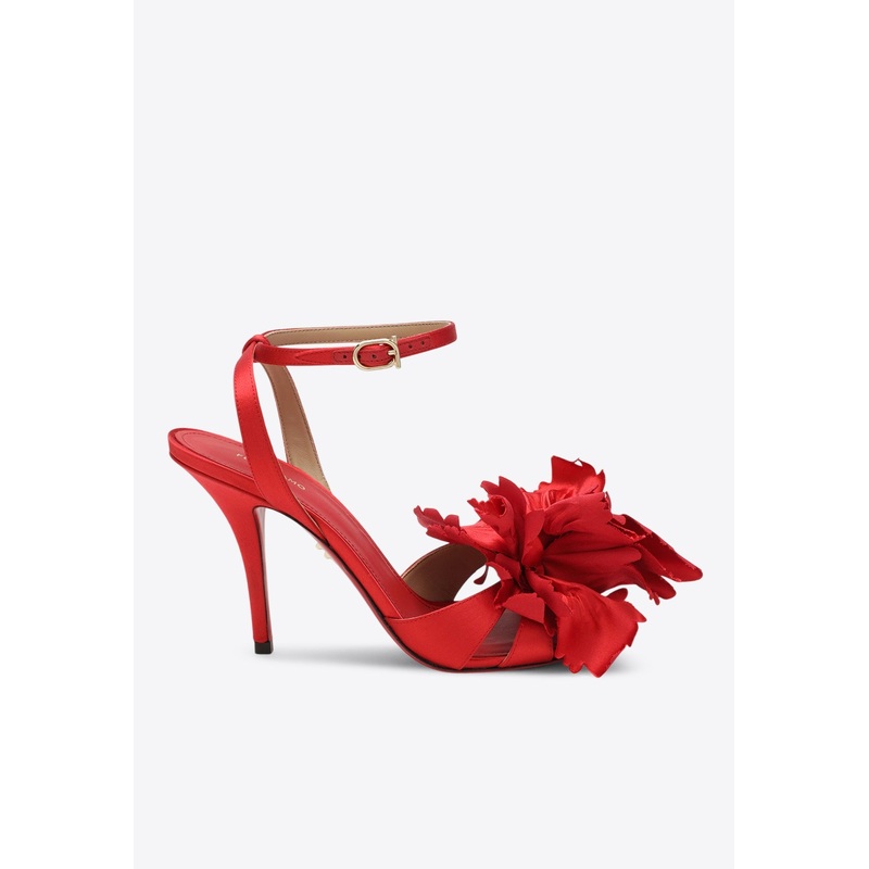 Ghilly 95 Flower Applique Satin Sandals