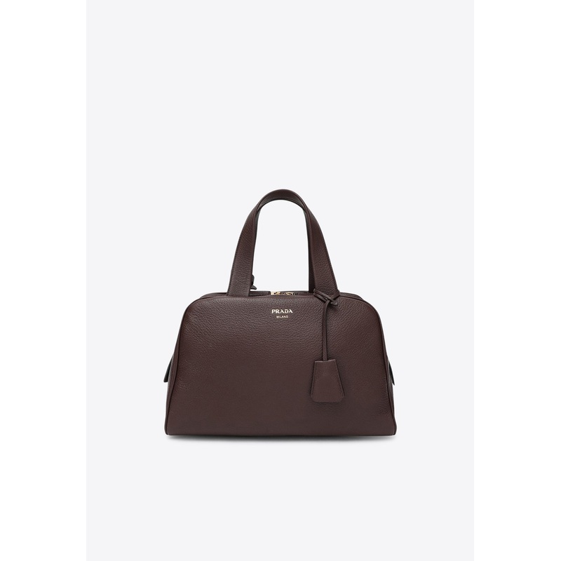 Large Grained Leather Shoulder Bag