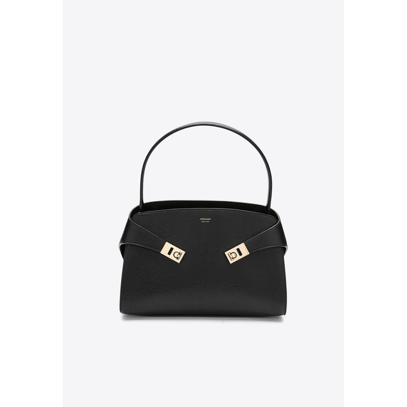 Medium Hug Two-Tone Leather Shoulder Bag