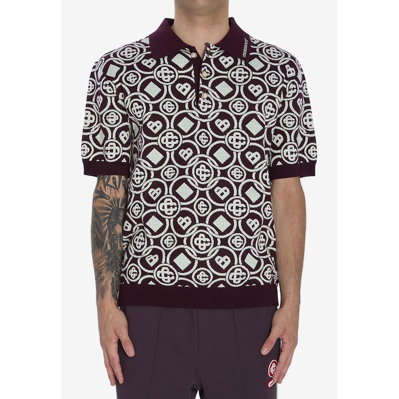 Monogram Knit Short-Sleeved Polo T-shirt