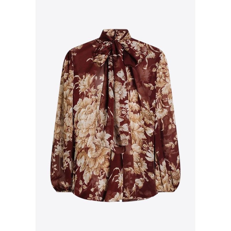 Rose Print Chiffon Blouse