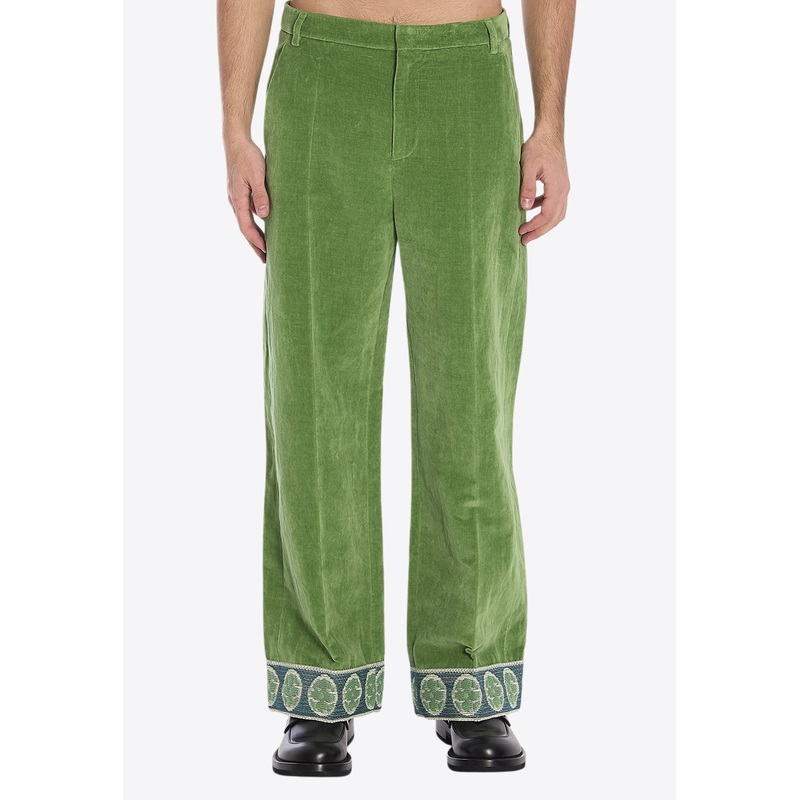 Velvet Jacquard-Hem Pants
