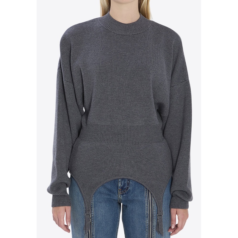 Wool Sweater with Garter