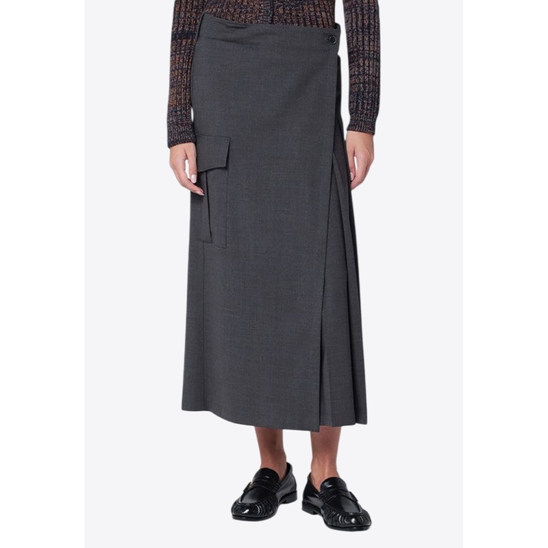 Wool Wrap Midi Skirt
