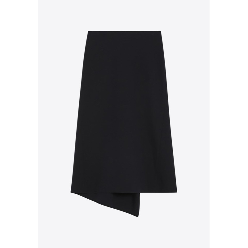 Asymmetric Midi Skirt in Wool-Blend