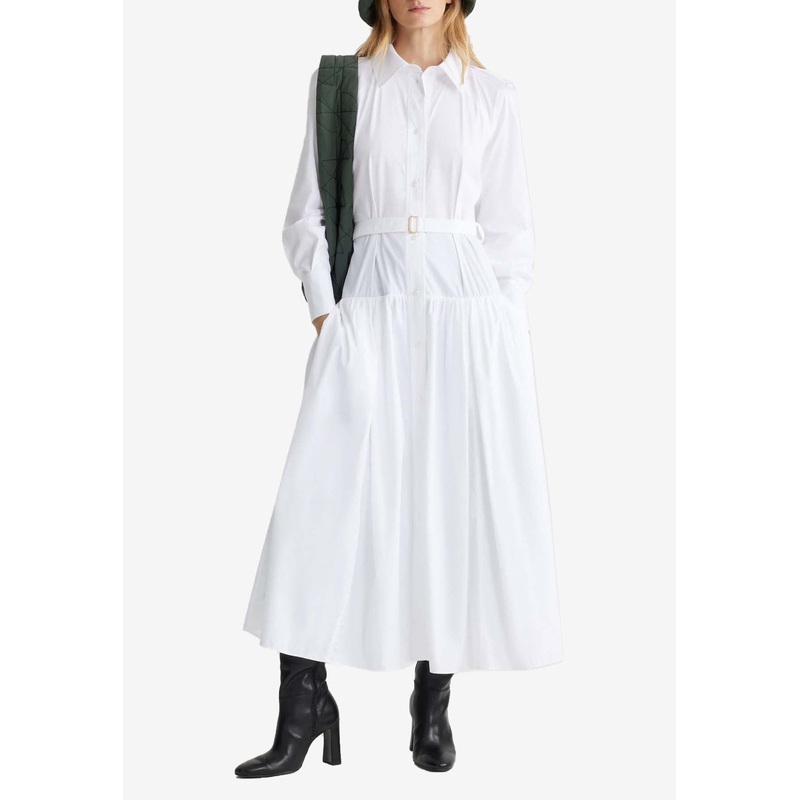 Belted Maxi Shirt Dress