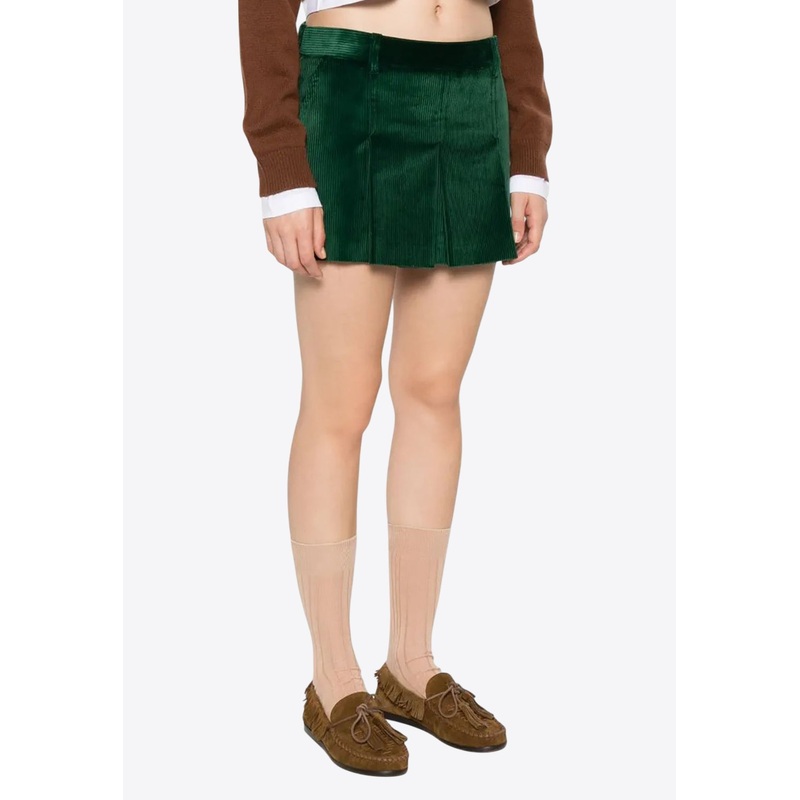 Corduroy Pleated Mini Skirt