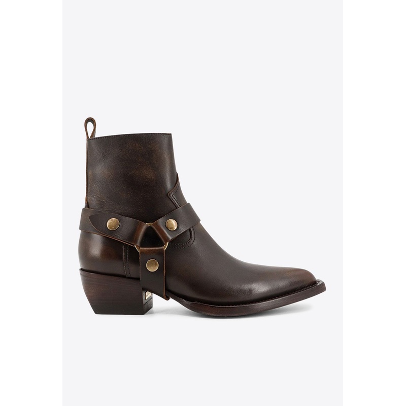 Debbie Distressed Leather Ankle Boots