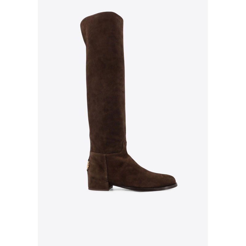 DG Logo Knee-High Suede Boots