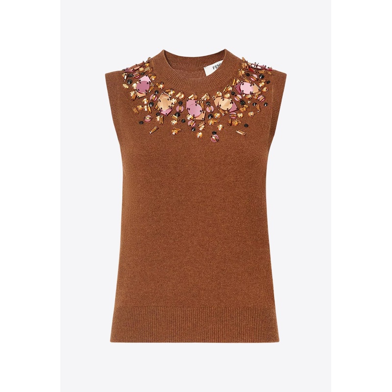 Embellished Wool and Cashmere Knit Top