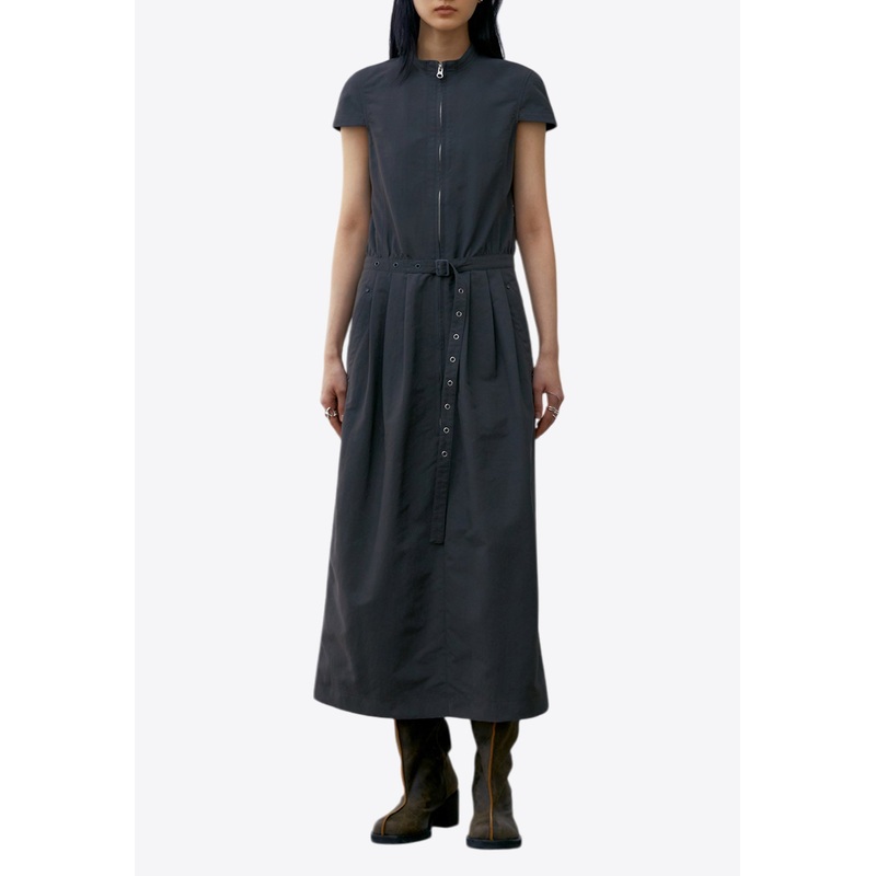 High-Neck Midi Dress