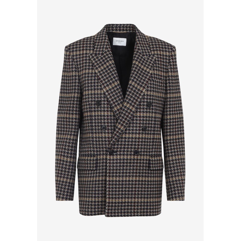 Houndstooth Double-Breasted Blazer