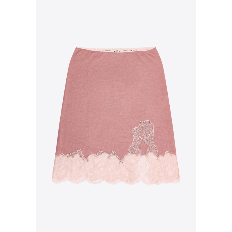 Lace-Trimmed Cashmere Blend Skirt