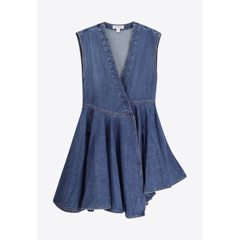 Mini Denim Wrap Dress