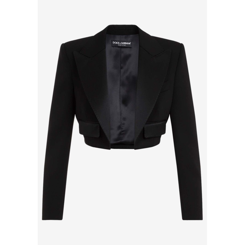 Spencer Cropped Wool Tuxedo Jacket