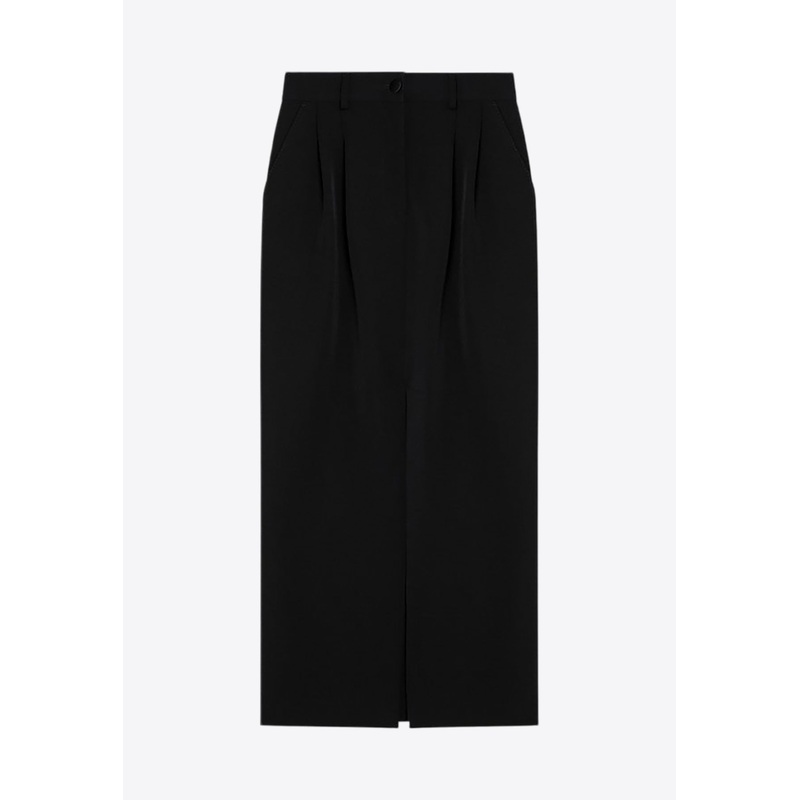 Wool-Blend Pencil Midi Skirt