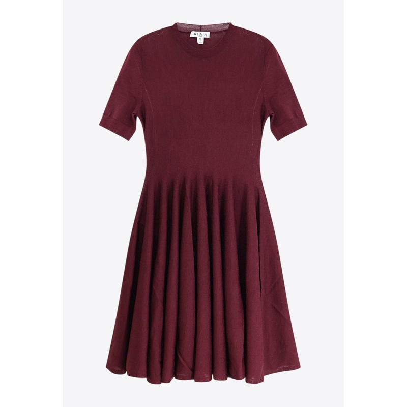Wool Knit Pleated Skater Dress