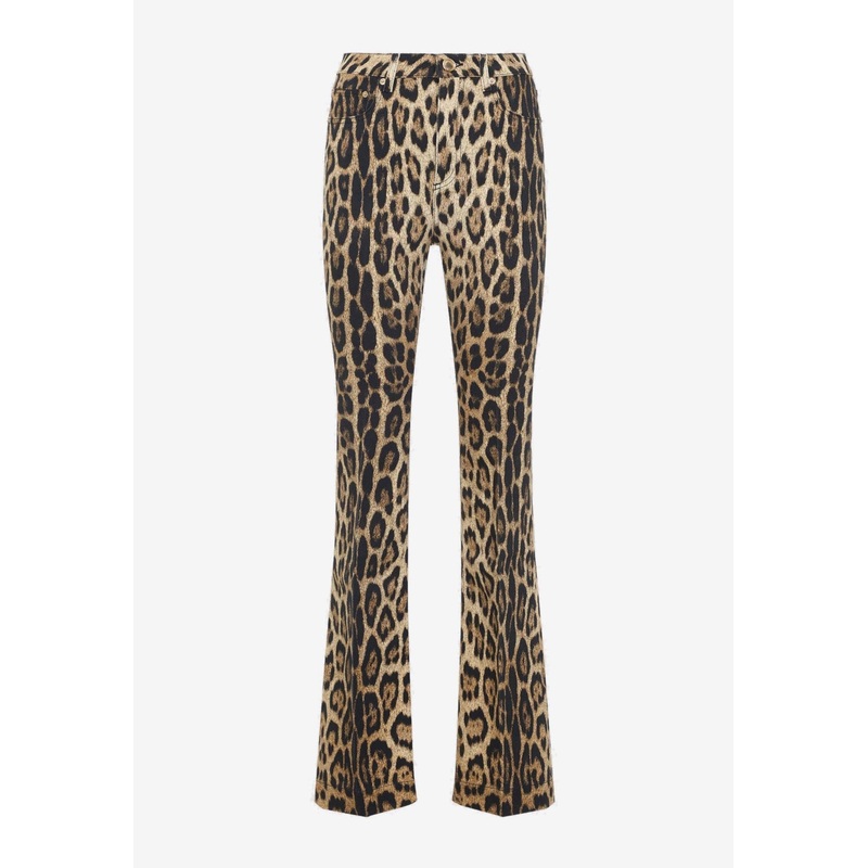 Animalier-Printed Bootcut Jeans