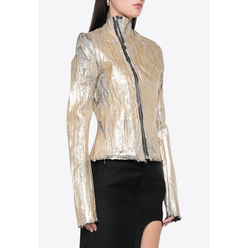 Gary Cracked-Effect Zip-Up Jacket