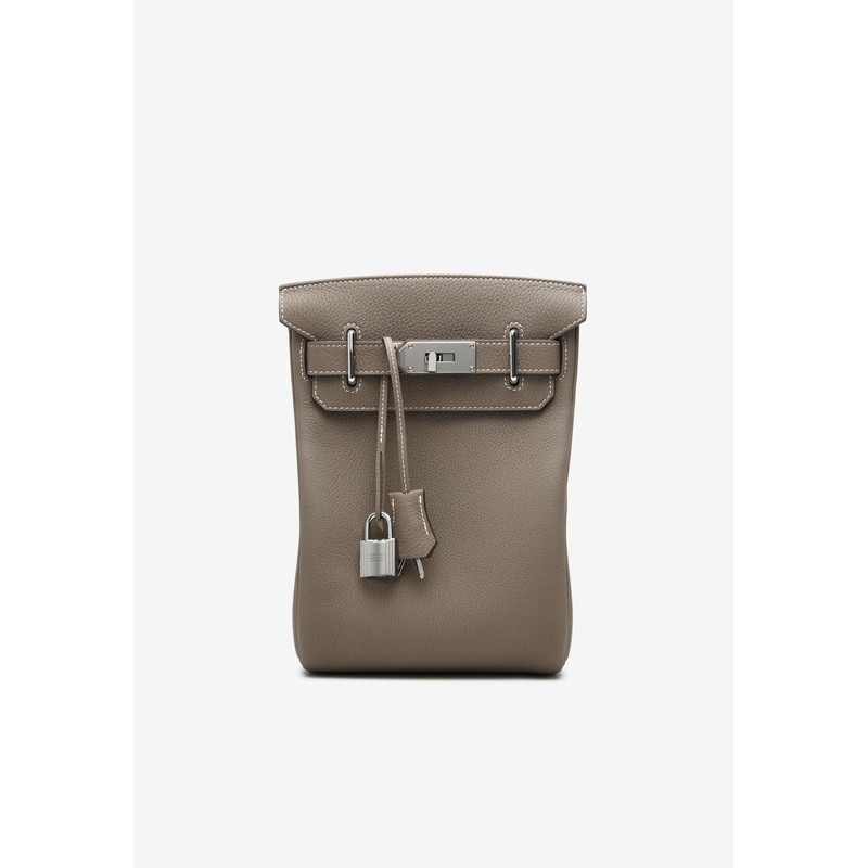 Hac A Dos PM Backpack in Etoupe Togo Leather with Palladium Hardware
