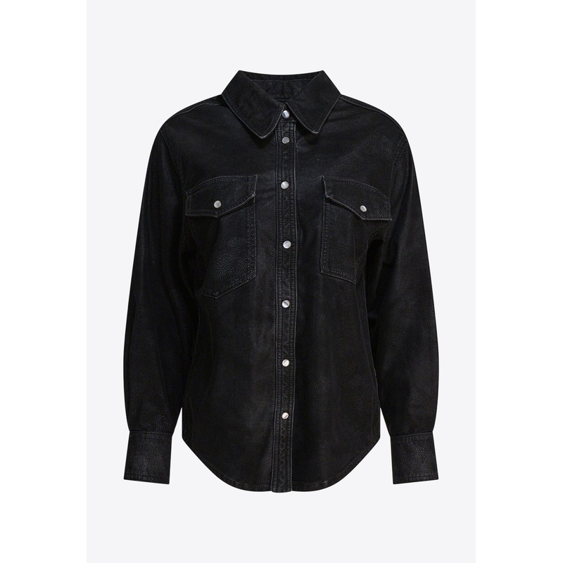Karima Faux Leather Long-Sleeved Shirt