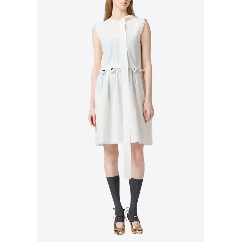 Slubbed Poplin Logo Mini Dress