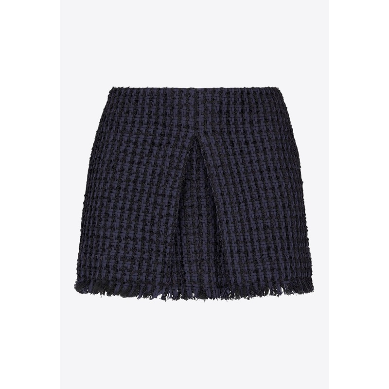 Tweed Frayed-Hem Mini Skirt