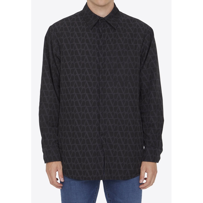 VLogo Pattern Long-Sleeved Shirt