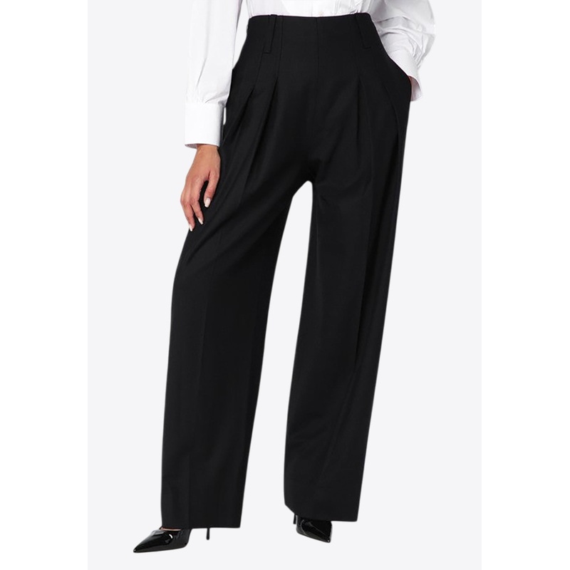 Wide-Leg Tailored Pants in Wool-Blend