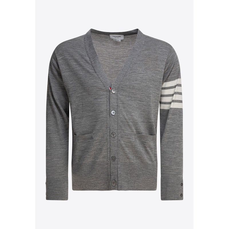 4-bar Stripes Merino Wool Cardigan