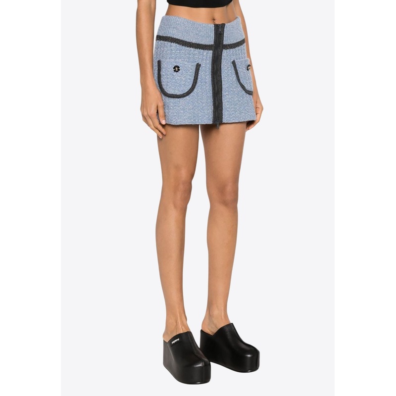 Anna Floral Embroidery Mini Knitted Skirt