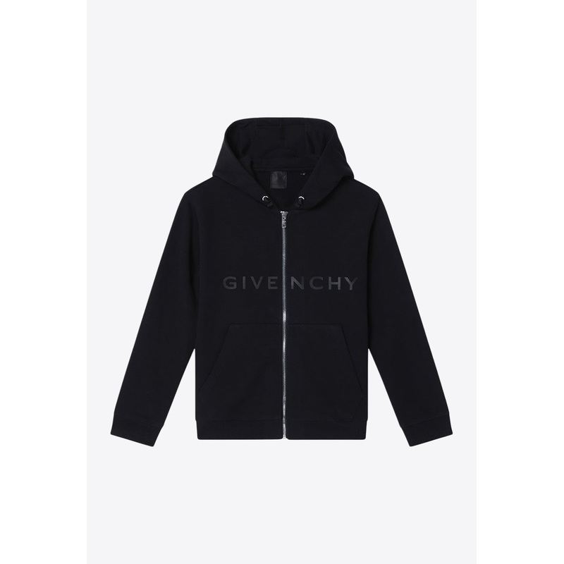 Boys Logo Print Zip-Up Sweatshirt