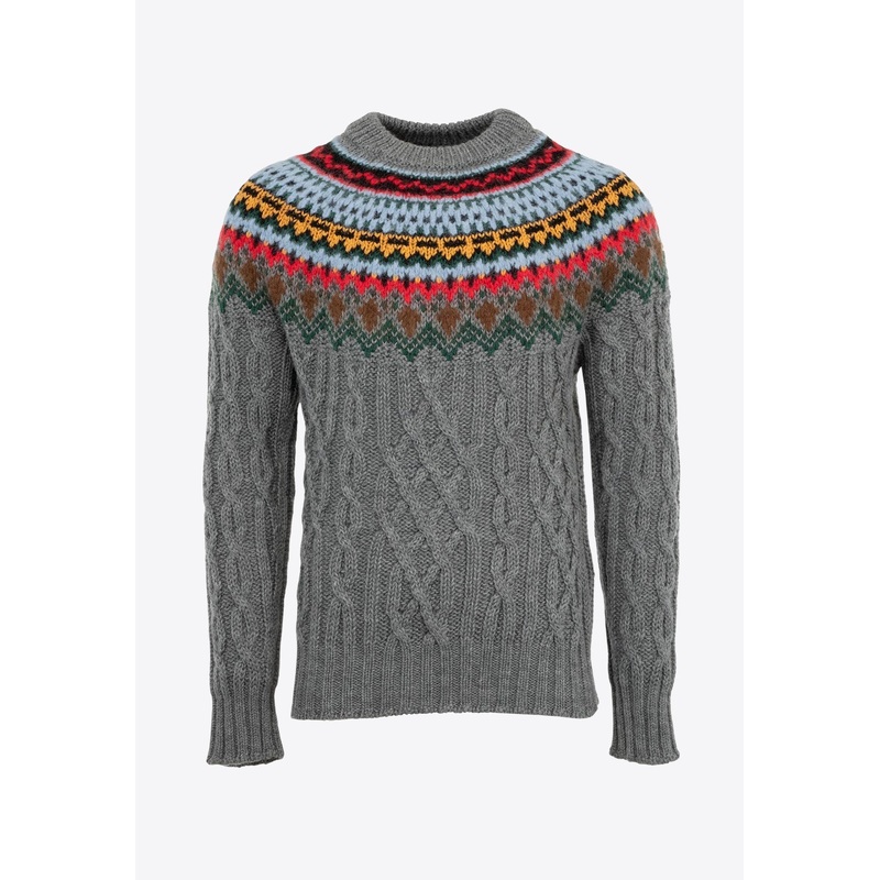 Cable Knit Jacquard Sweater