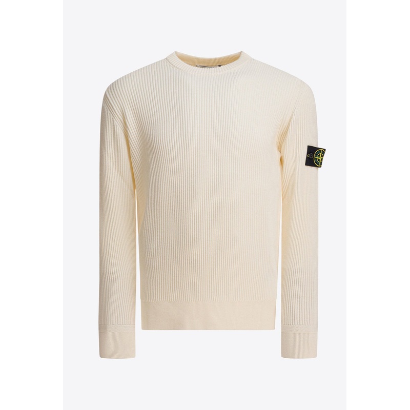 Compass Patch Ribbed Knit Sweater