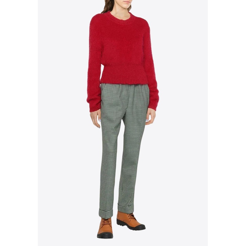 Fine-Check Tapered Pants