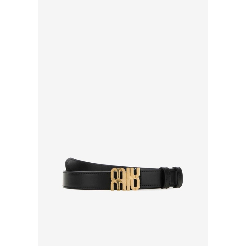 Logo Buckle Leather Belt