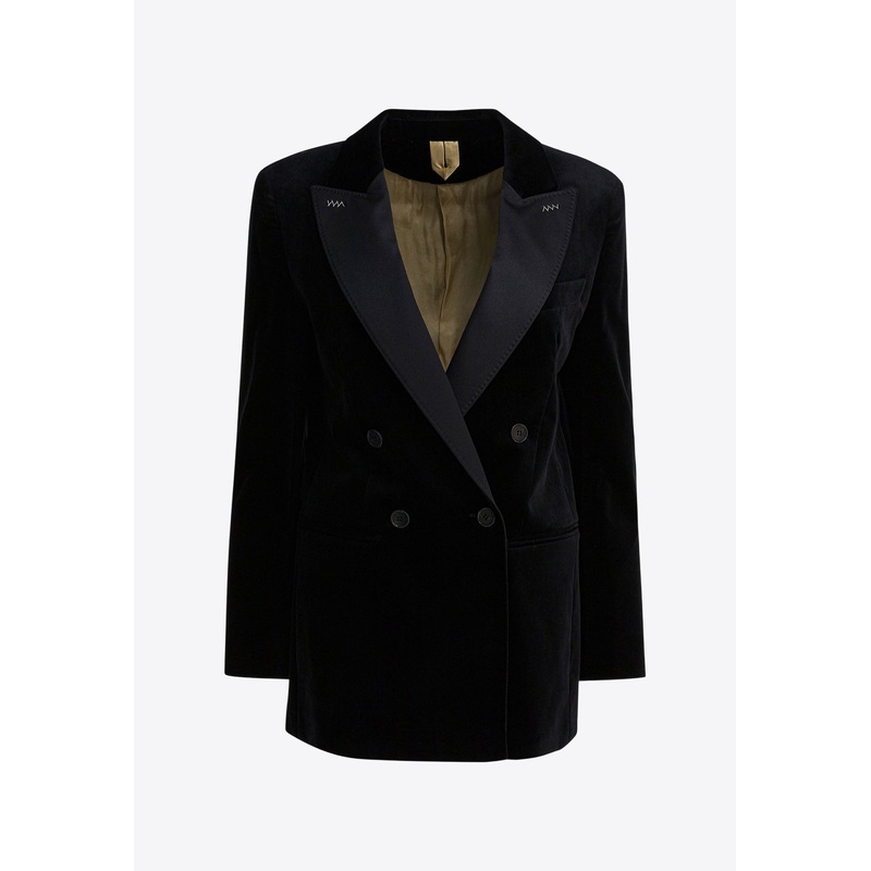 Orario Double-Breasted Velvet Blazer